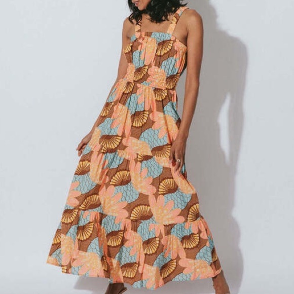 Cleobella Jolene Maxi Dress Riviera Print European Vacation Resortwear Sundress - Picture 3 of 12